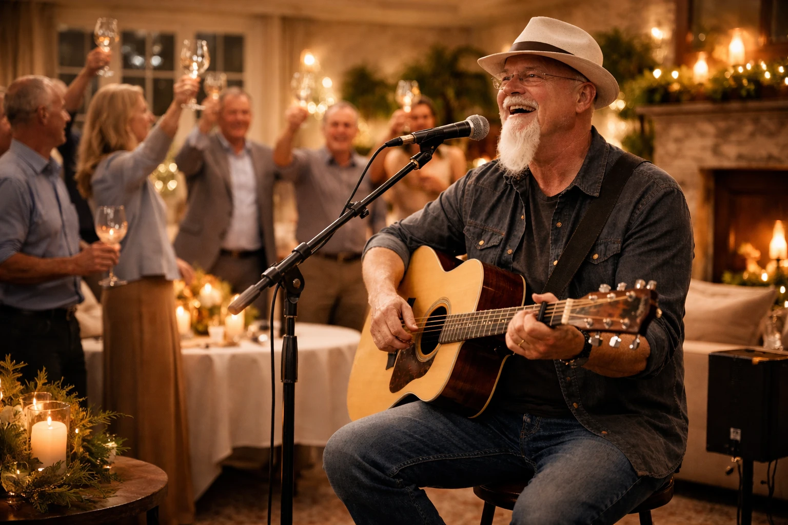 Retirement party entertainment with live acoustic vocals and guitar by Phillip Rogers for a meaningful private celebration