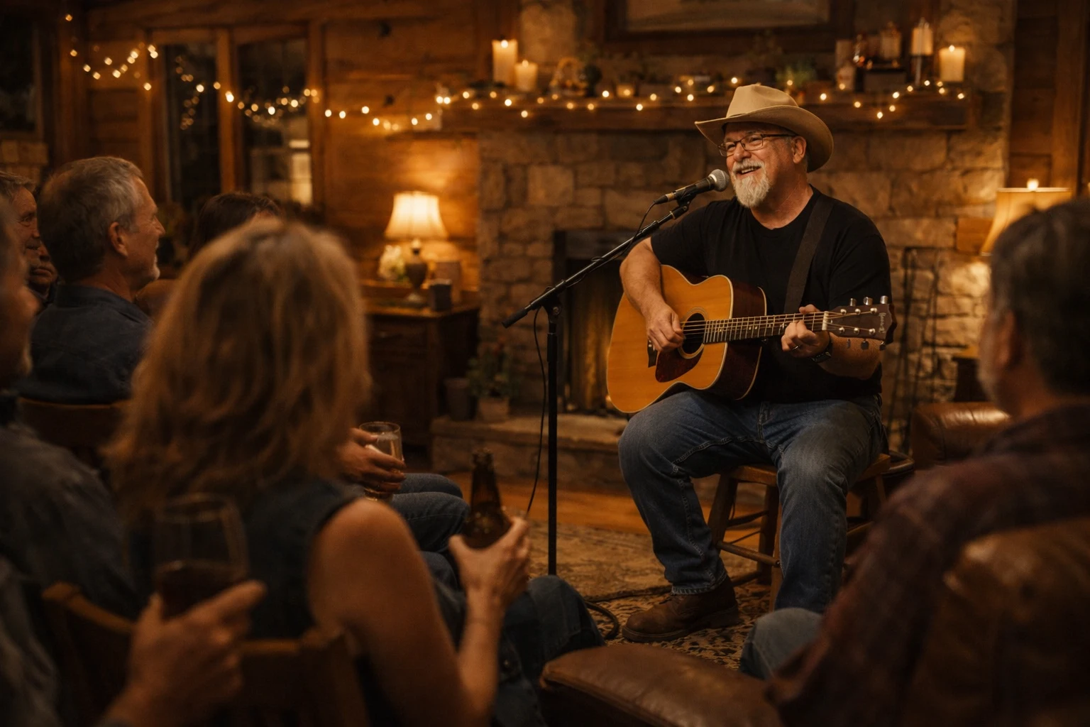 Cabin concerts in North Georgia with live acoustic music inside a private vacation rental by Phillip Rogers