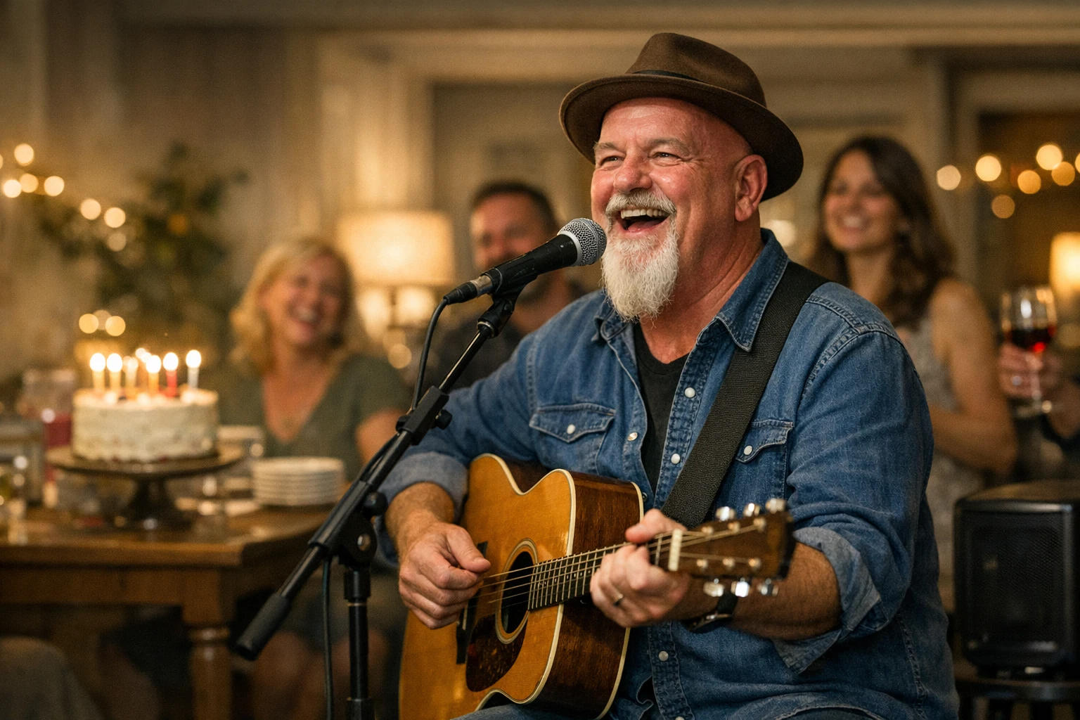 Birthday party entertainment with live acoustic vocals and guitar by Phillip Rogers for adult milestone celebrations and private hosted events