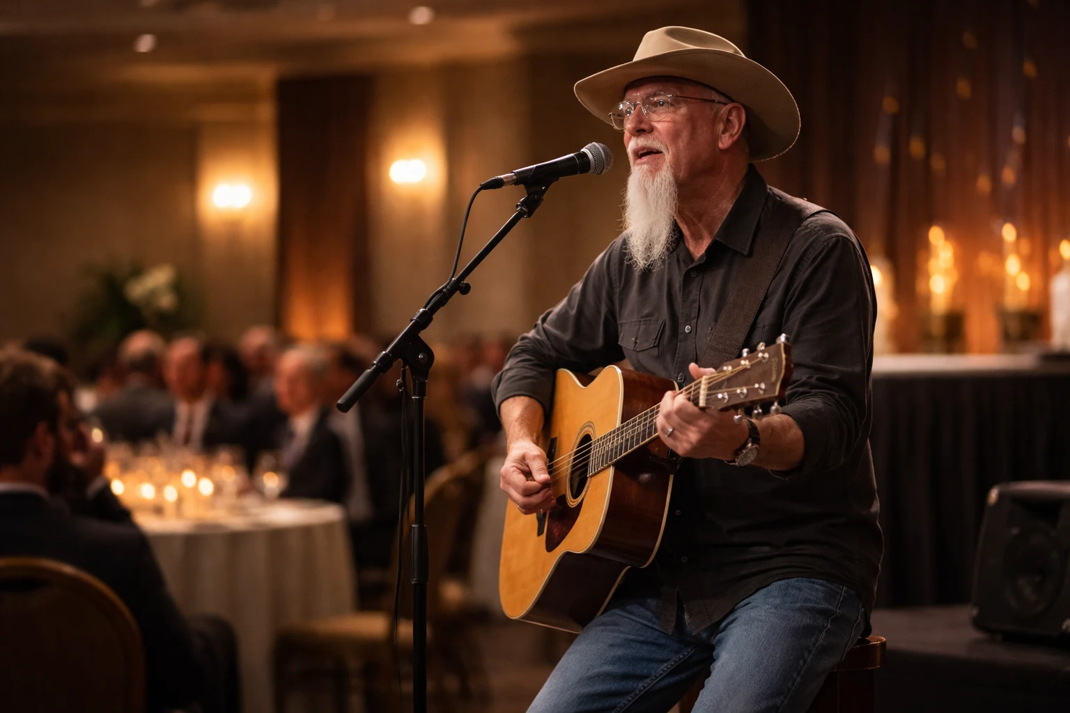 Corporate awards dinner entertainment with Phillip Rogers performing live acoustic music for recognition dinners, formal company events, and executive gatherings