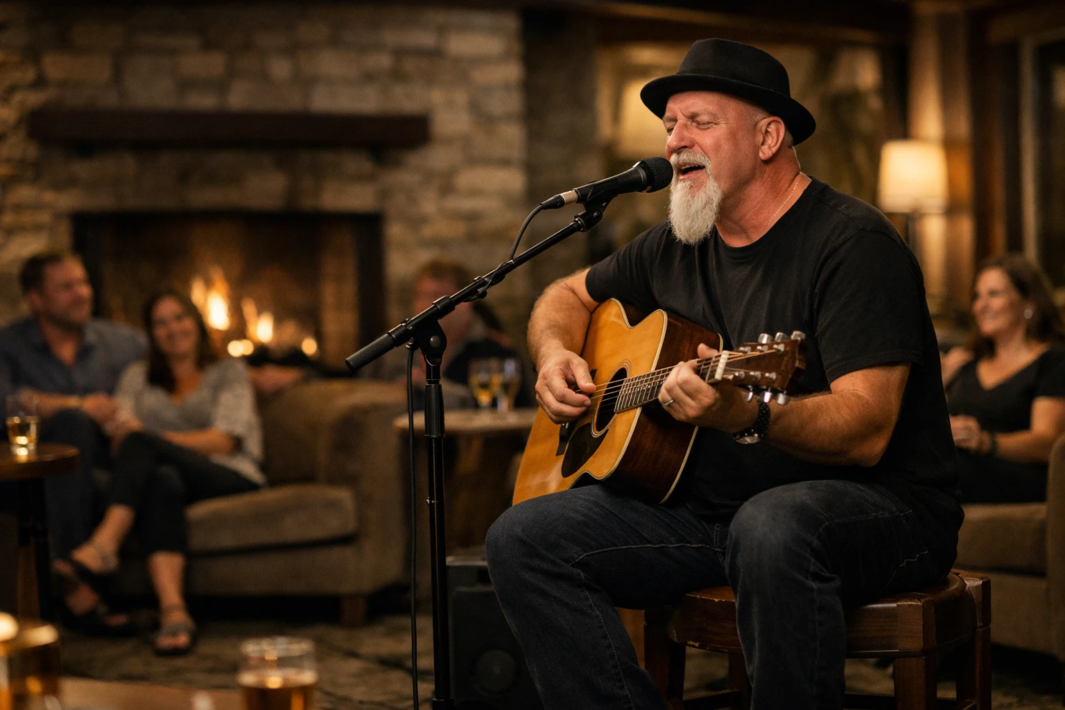 Corporate retreat entertainment with live acoustic music by Phillip Rogers for executive offsites team retreats and relaxed professional gatherings