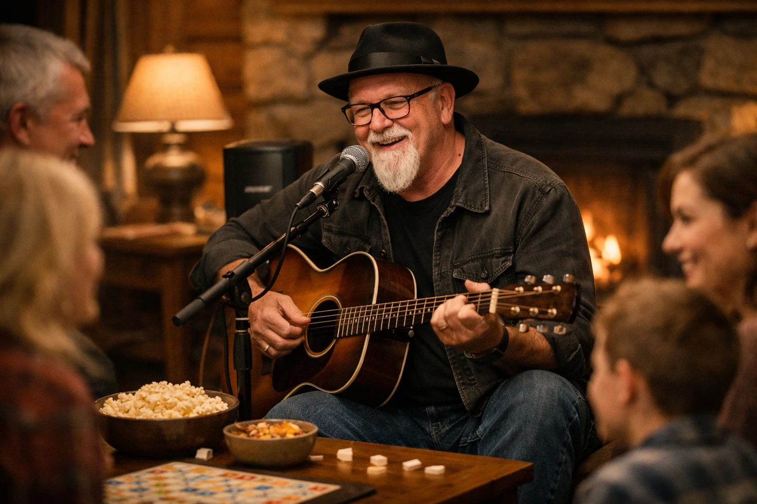 family cabin entertainment with live acoustic music in a North Georgia vacation rental