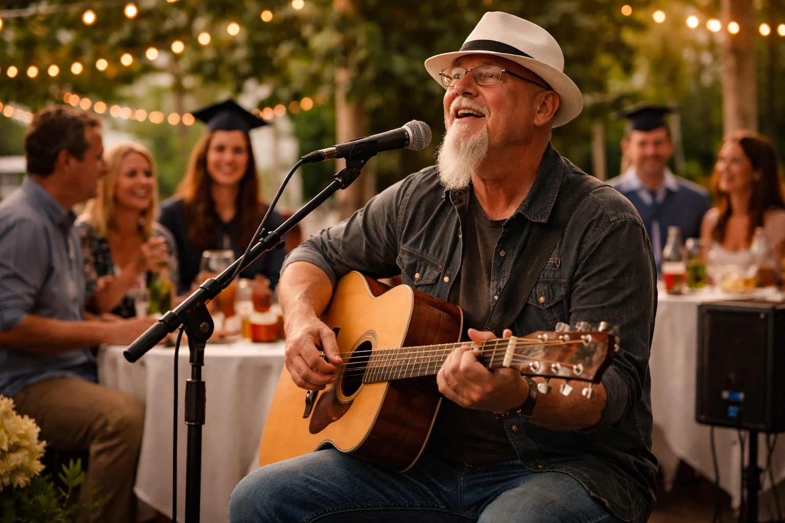 Graduation party entertainment with live acoustic vocals and guitar by Phillip Rogers for a meaningful milestone celebration