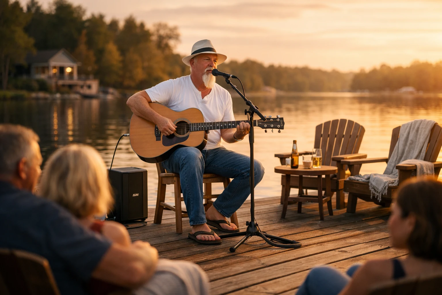 lake house entertainment with live acoustic music in North Georgia vacation rentals and waterfront properties