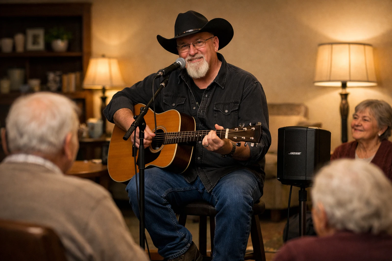 nursing home entertainment live vocalist-first acoustic performance Phillip Rogers familiar music for nursing home residents