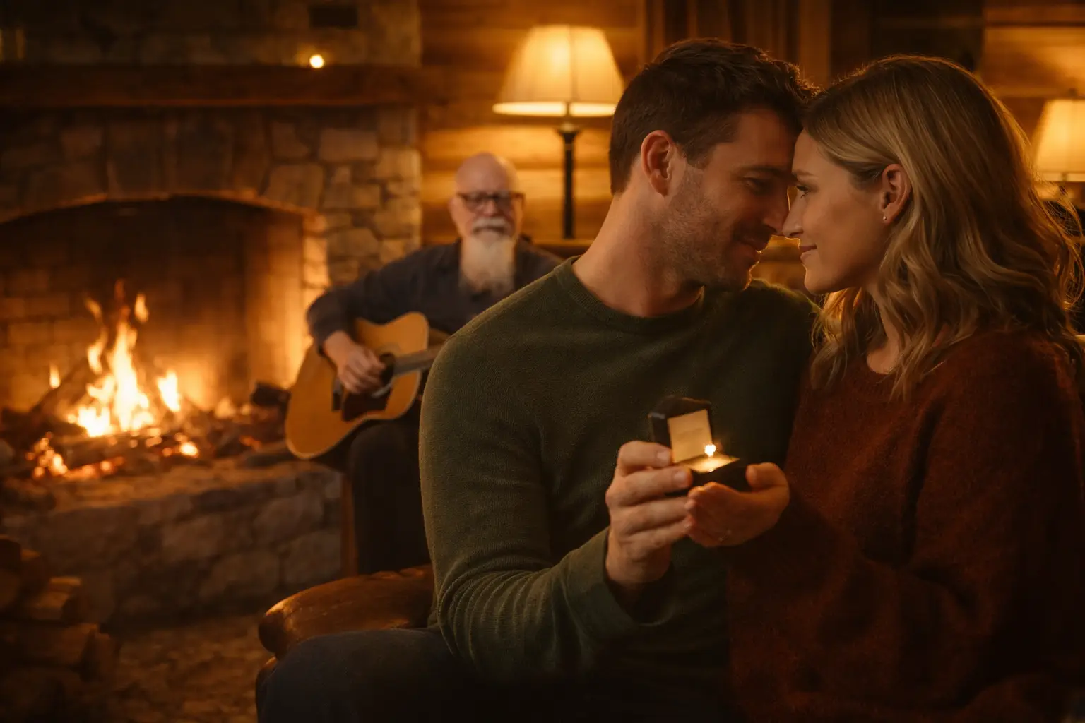 Romantic cabin proposal music with Phillip Rogers performing voice-forward romantic live music during an emotionally timed private cabin proposal moment