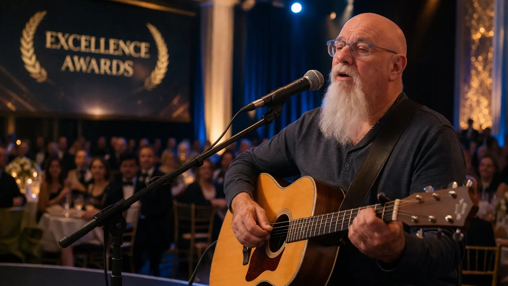 Corporate awards ceremony entertainment with live acoustic music by Phillip Rogers for recognition events, executive gatherings, and formal company programs
