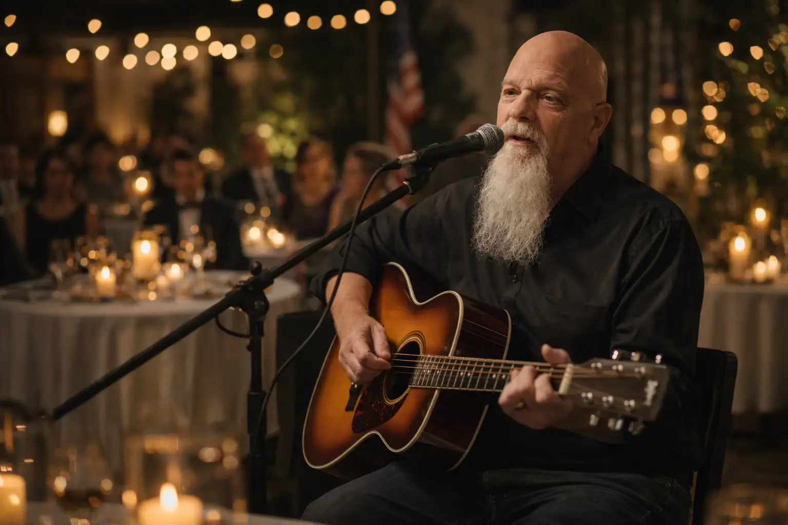 Republican fundraiser entertainment in Georgia with Phillip Rogers performing live vocals and acoustic guitar during a donor reception and banquet program