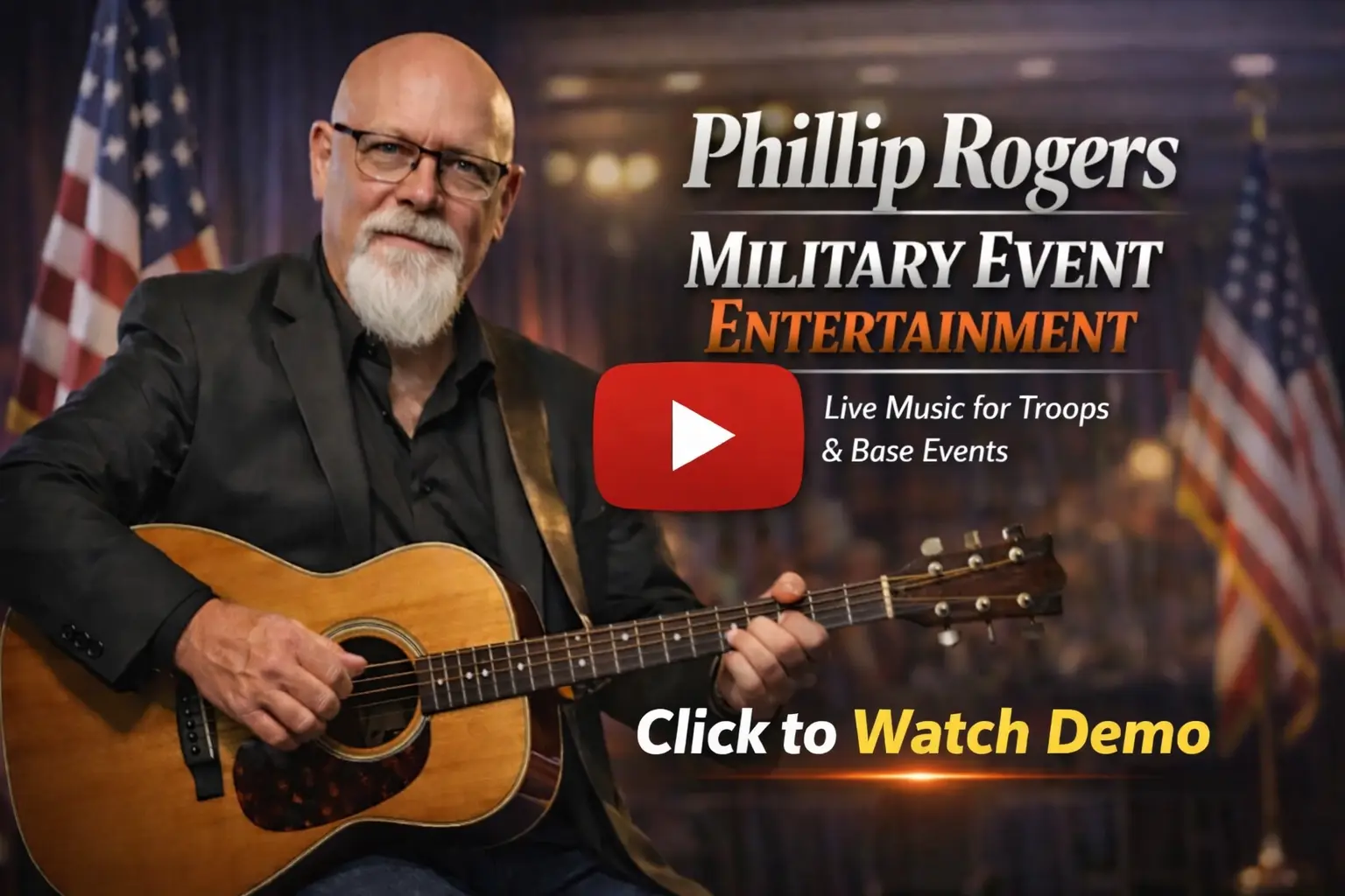 Phillip Rogers performing live acoustic music for military events — click to watch demo