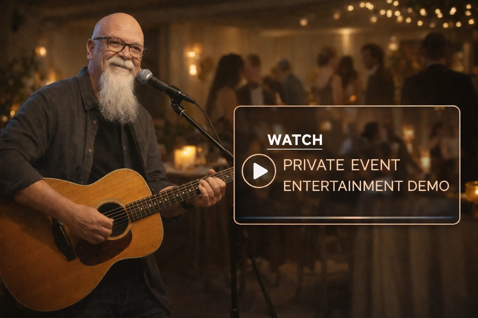 Private event entertainment with Phillip Rogers performing live acoustic music for upscale private gatherings