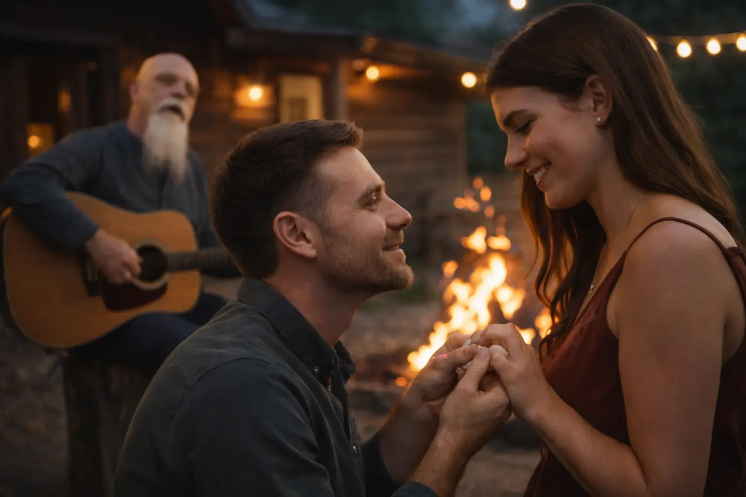 Proposal ideas with live music by Phillip Rogers creating an emotional marriage proposal moment with live acoustic vocals and guitar