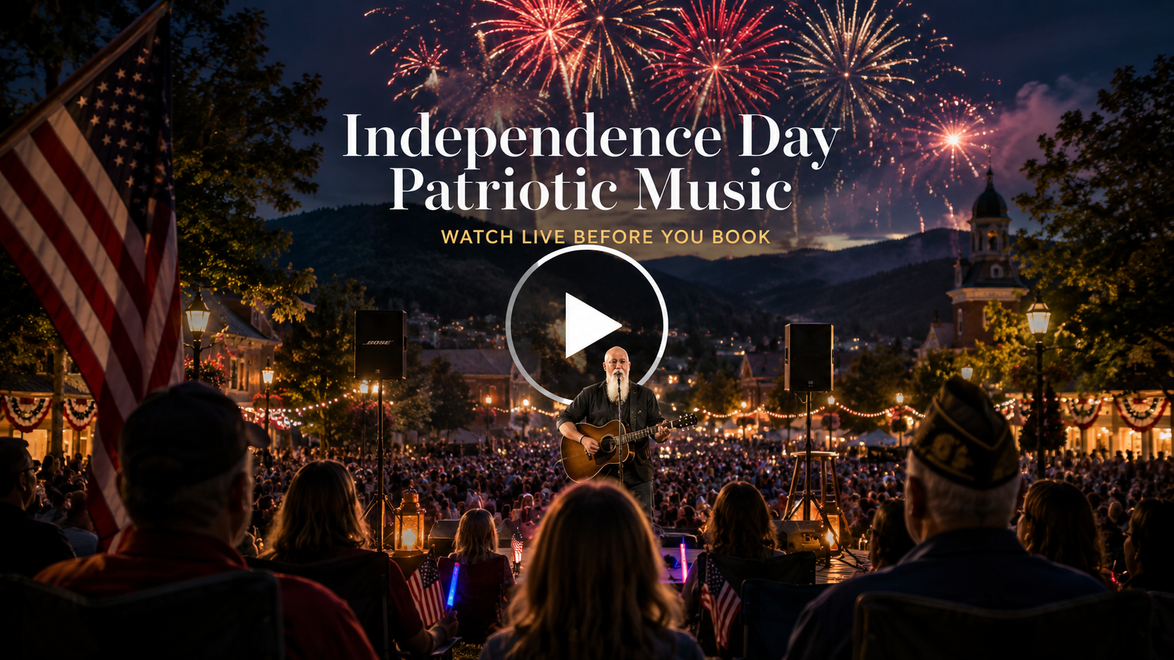 Independence Day patriotic music in North Georgia with Phillip Rogers performing live acoustic patriotic music for a Fourth of July celebration and civic gathering